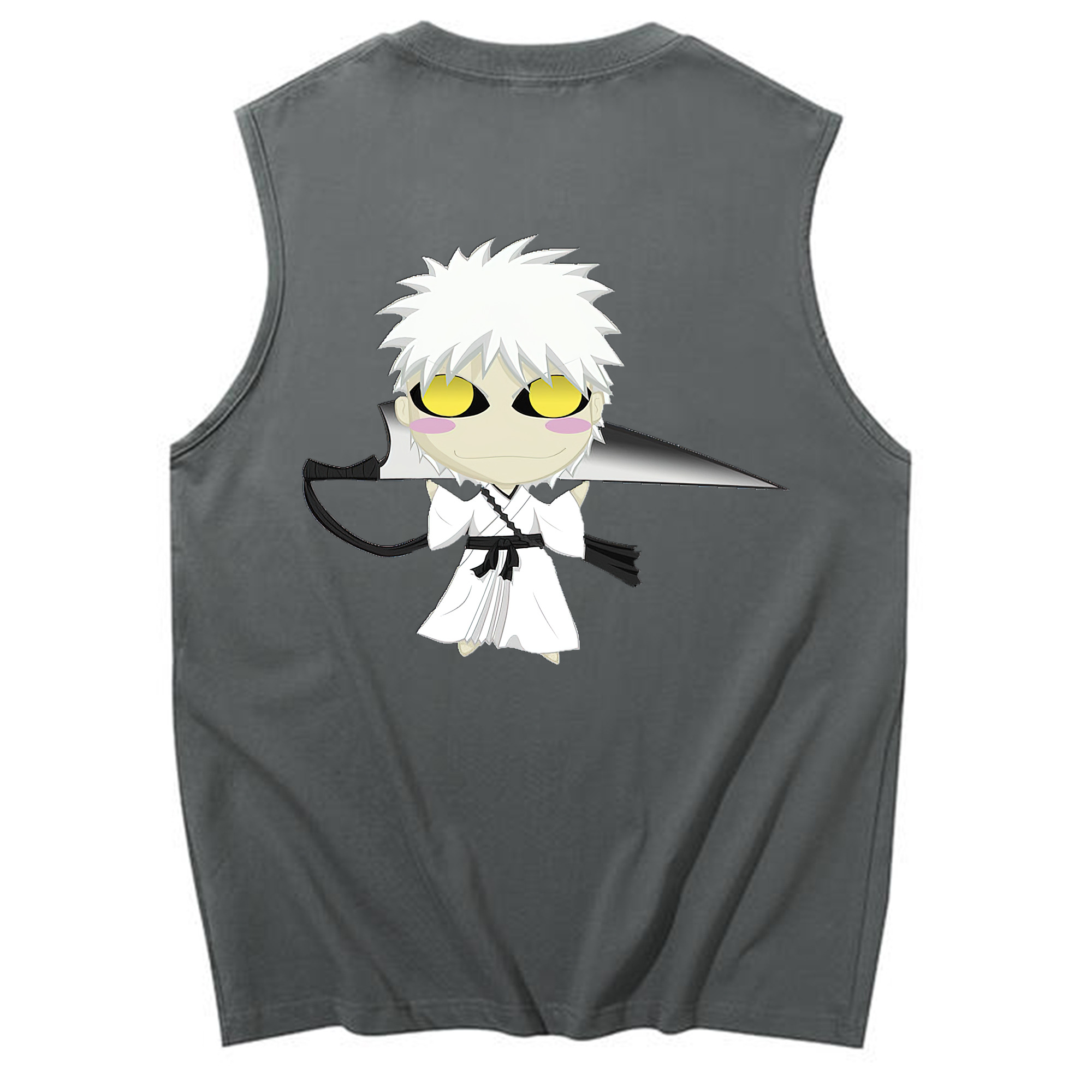 （画像用） ブリーチ 黒崎一護（くろさき いちご）BLEACH Kurosaki Ichigo コットン100％タンクトップ（背面プリント）